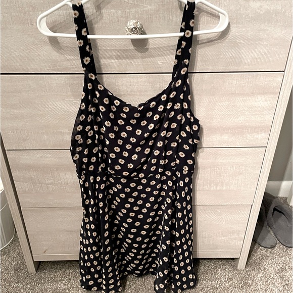 Urban Outfitters Lucca Couture Navy Blue Daisy Print Sun Dress - Size Large - Picture 2 of 12